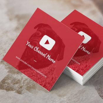 youtube channel custom red photo youtuber  square business card