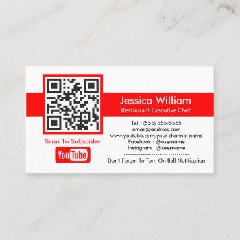 youtube channel with qr code and profile photo business card