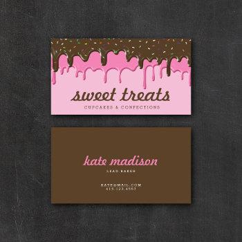 yummy pink cupcake icing ice cream drips business card