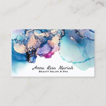 *~* yummy teal turquoise gold ap29 gilded bold business card