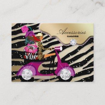 zebra accessories purse jewelry gold black sparkle business card