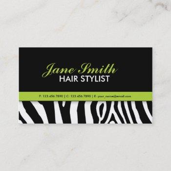 zebra print modern elegant green stylish business card