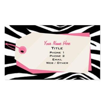 Small Zebra Print & Shopping Tag Retail Business Card Back View