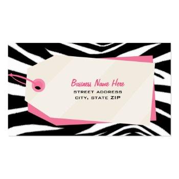 Small Zebra Print & Shopping Tag Retail Business Card Front View