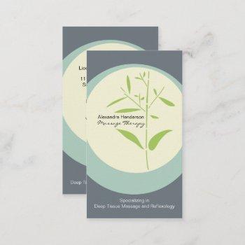 zen bamboo massage therapy business card - gray