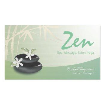 Small Zen Stone Bamboo Yoga Spa Massage Beauty Salon Business Card Front View